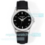 Swiss Replica GR Patek Philippe Calatrava Black Face 37mm Diamond Watch 